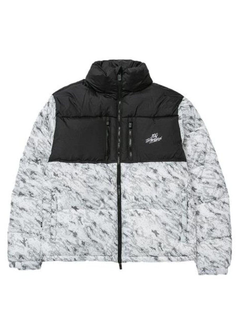 100 THIEVES Men's FW22 Puffer Jacket Size L in Black/Snow Camo